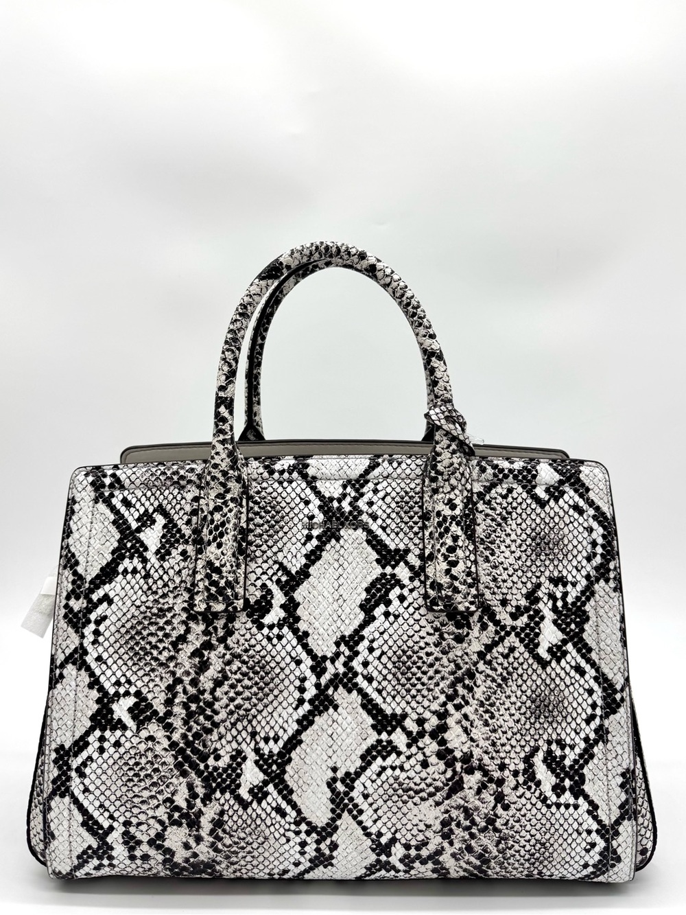 Michael Kors Laila Medium Snakeskin Leather Satchel Bag-Aluminum